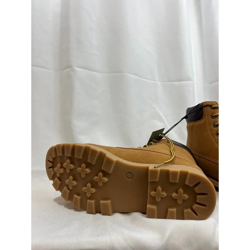 Goodfellow & Co Mens Lace Up Work Boots Wheat Tan Faux Suede Size 8 NEW